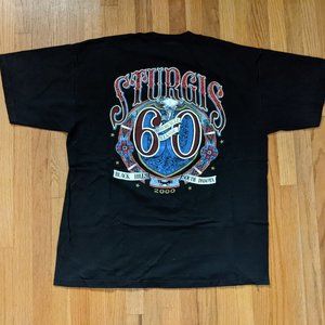 VTG Sturgis Motorcycle Rally 2000 60th Annual Black T-shirt, Men's XL